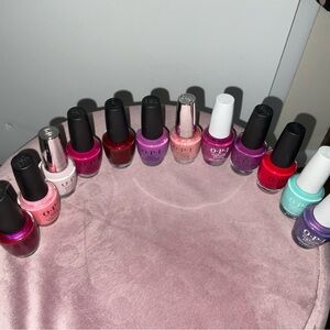 OPI Vibrant Nail Polish 12BOTTLES with teal Pink, Red, Purple Hues  ALL NOT USED